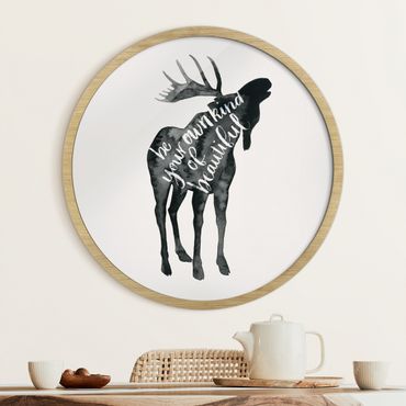 Okrągły obraz w ramie - Animals With Wisdom - Elk