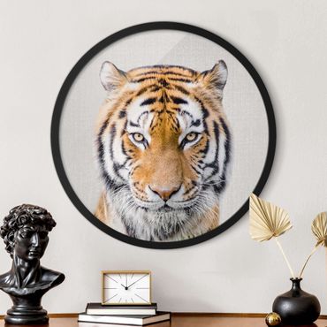 Okrągły obraz z ramką - Tygrys Tiago