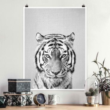 Plakat reprodukcja obrazu - Tiger Tiago Black And White