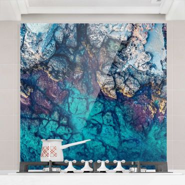 Panel szklany do kuchni - Widok z góry na kolorowe skaliste wybrzeże