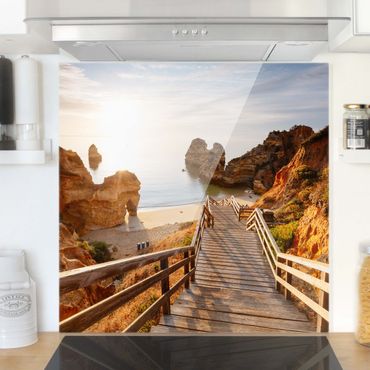 Panel szklany do kuchni - Wymarzona plaża w Portugalii
