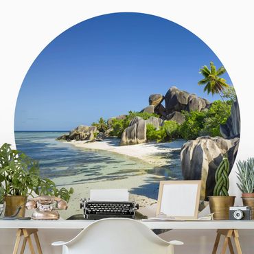 Okrągła tapeta samoprzylepna - Dream Beach Seychelles
