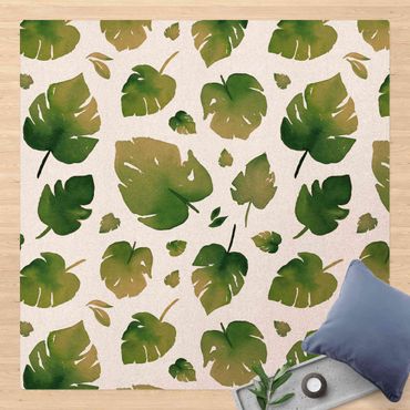 Mata korkowa - Tropikalna zieleń Liście akwareli