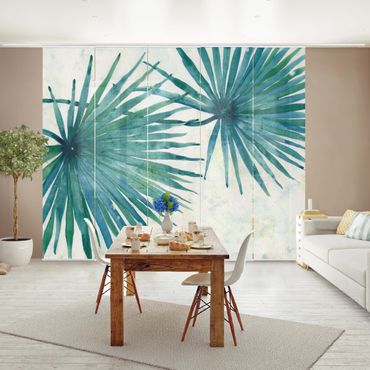 Zasłony panelowe zestaw - Tropikalne liście palmy zbliżenie