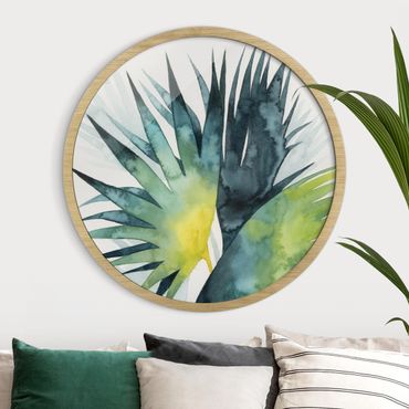 Okrągły obraz w ramie - Tropical Foliage - Fan Palm