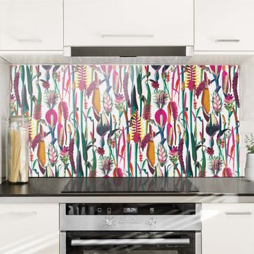 Panel szklany do kuchni - Tropikalny luksusowy wzór XXL