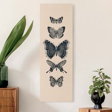 Obraz na naturalnym płótnie - Motyle z atramentu na beżowym tle