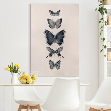 Obraz na płótnie - Motyle z atramentu na beżowym tle