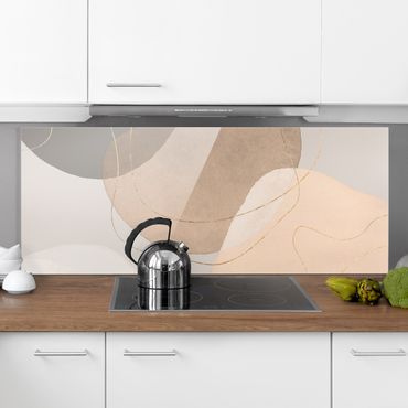 Panel szklany do kuchni - Playful Impressions w kolorze beżowym