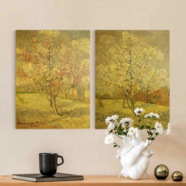 Obraz na płótnie - Vincent van Gogh - Kwitnące drzewa brzoskwiniowe w ogrodzie