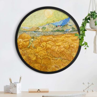Okrągły obraz w ramie - Vincent Van Gogh - Wheatfield With Reaper