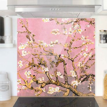 Panel szklany do kuchni - Vincent van Gogh - Kwiat migdałowca w kolorze starego różu