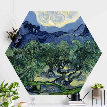 Sześciokątna tapeta samoprzylepna - Vincent van Gogh - Drzewa oliwne