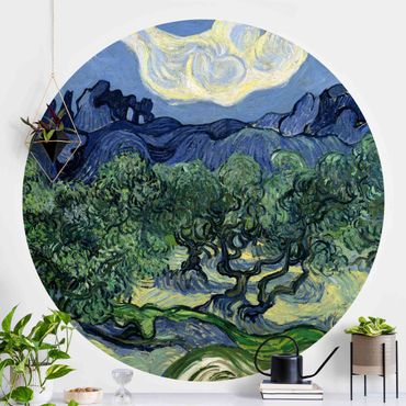 Okrągła tapeta samoprzylepna - Vincent van Gogh - Drzewa oliwne