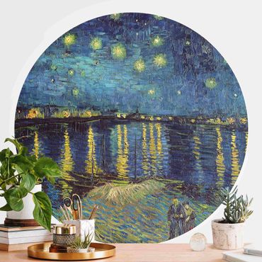 Okrągła tapeta samoprzylepna - Vincent van Gogh - Gwiaździsta noc nad Rodanem