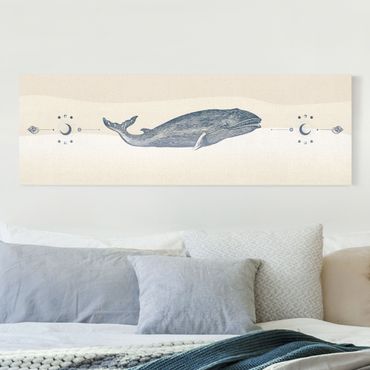 Obraz na naturalnym płótnie - Wieloryb garbaty w stylu vintage