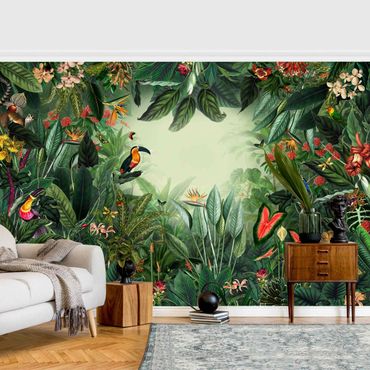 Fototapeta - Kolorowa dżungla w stylu vintage