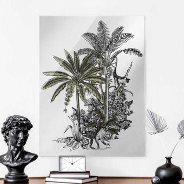 Obraz na szkle - Ilustracja w stylu vintage - małpy i drzewa palmowe