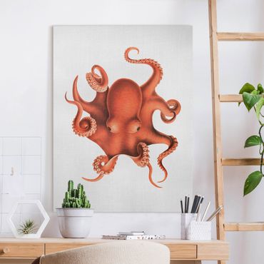 Obraz na płótnie - Vintage Illustration Red Octopus - Format pionowy 3:4