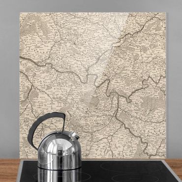 Panel szklany do kuchni - Mapa Francji w stylu vintage