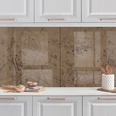 Panel ścienny do kuchni - Brązowa mapa Montmartre w stylu vintage