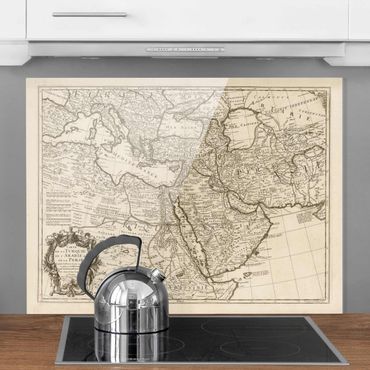 Panel szklany do kuchni - Vintage Map Orient