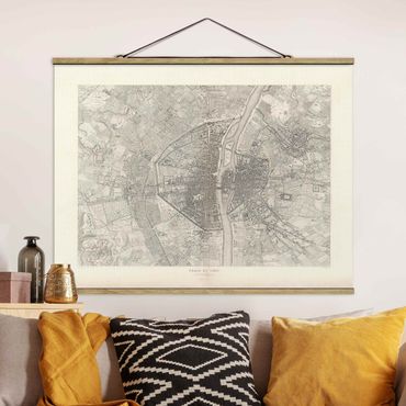 Plakat z wieszakiem - Mapa Paryża w stylu vintage