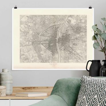 Plakat - Mapa Paryża w stylu vintage