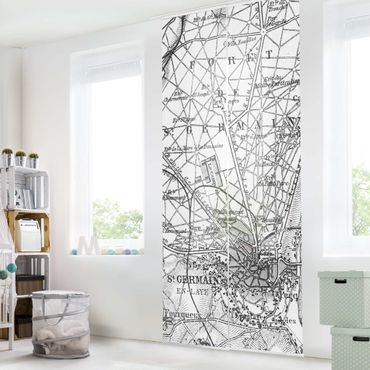 Zasłony panelowe zestaw - zabytkowa mapa St Germain Paryż