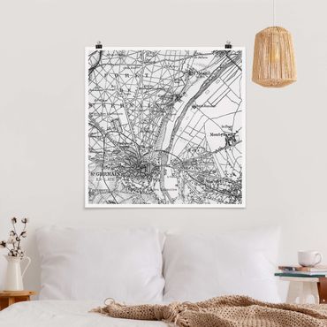 Plakat - zabytkowa mapa St Germain Paryż