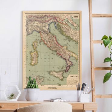 Obraz na płótnie - Mapa Włoch w stylu vintage