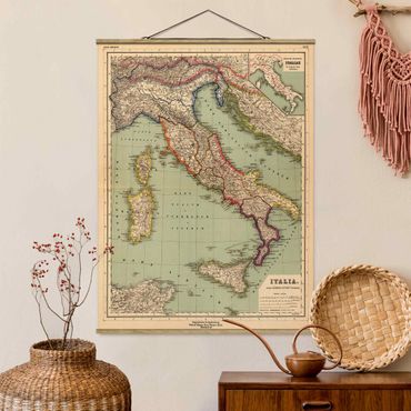 Plakat z wieszakiem - Mapa Włoch w stylu vintage