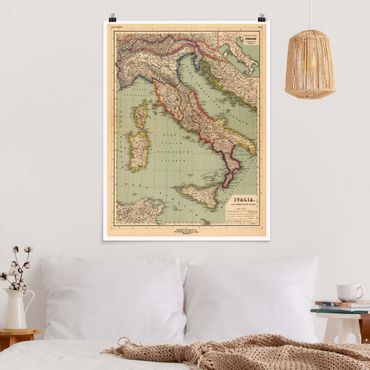 Plakat - Mapa Włoch w stylu vintage