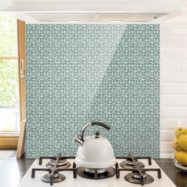 Panel szklany do kuchni - Wzór w stylu vintage Płytki geometryczne