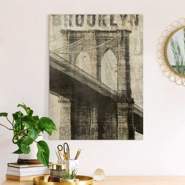 Obraz na płótnie - Vintage NY Brooklyn Bridge