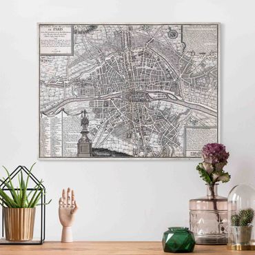 Obraz na płótnie - Mapa miasta w stylu vintage Paryża ok. 1600 r.