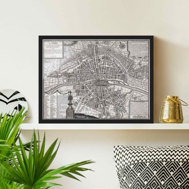 Plakat w ramie - Mapa miasta w stylu vintage Paryża ok. 1600 r.