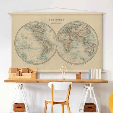 Makatka - Vintage World map Both Hemispheres