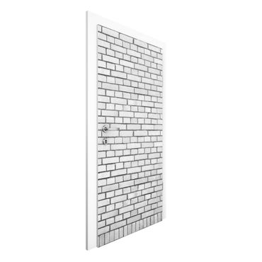 Okleina na drzwi - Biała ściana z cegły