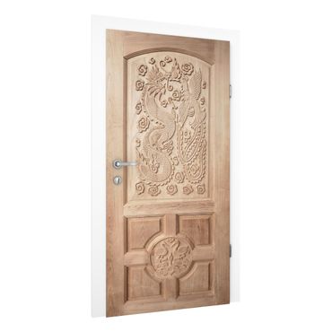 Okleina na drzwi - Rzeźbione azjatyckie drzwi drewniane z Tajlandii