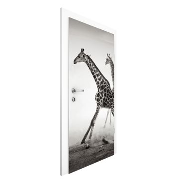 Okleina na drzwi - Polowanie na żyrafę