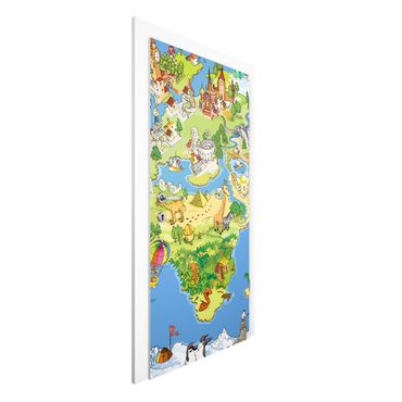 Okleina na drzwi - Wielka i śmieszna mapa świata