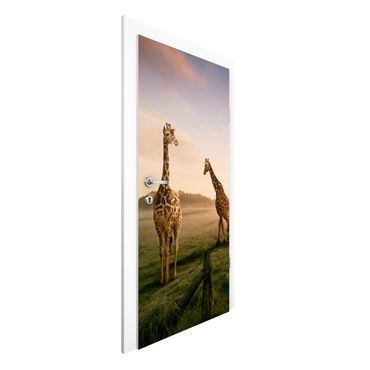 Okleina na drzwi - Surrealistyczne żyrafy