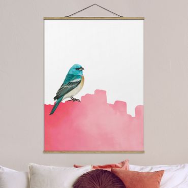 Plakat z wieszakiem - Ptak na różowo