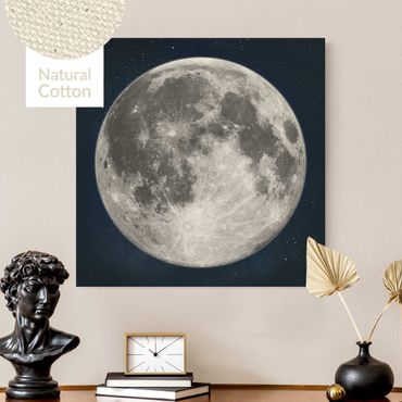 Obraz na naturalnym płótnie - Księżyc w pełni na rozgwieżdżonym niebie
