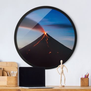 Okrągły obraz z ramką - Volcano