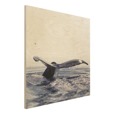 Obraz z drewna - Pieśń wieloryba na Islandii