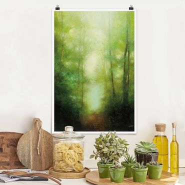 Plakat reprodukcja obrazu - Forest walk in the mist
