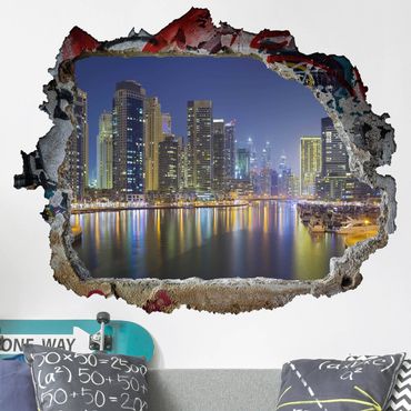 Naklejka na ścianę - Nocna panorama Dubaju