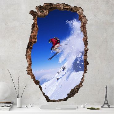 Naklejka na ścianę - Skok na nartach na stoku